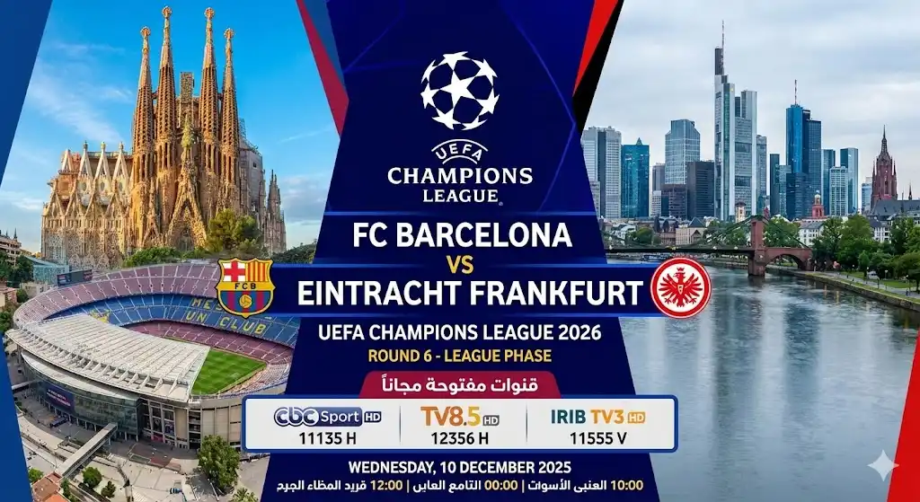 القنوات المفتوحة الناقلة لمباراة برشلونة وآينتراخت فرانكفورت في دوري أبطال أوروبا 2026