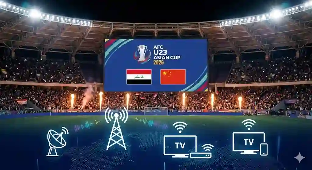 تردد القنوات الناقلة لمباراة العراق والصين في كأس آسيا تحت 23 سنة 2026 والموعد الرسمي